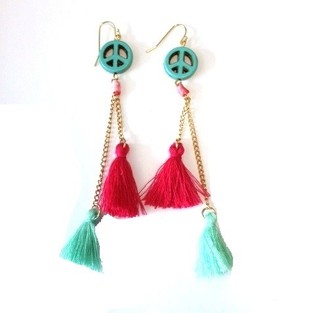 Boucles d'oreilles &agrave; pompons style Ibiza (1 pc)