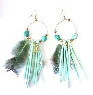 BOUCLES D'OREILLES STYLE IBIZA MENTHE (1 pc)