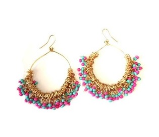BOUCLES D'OREILLES FUCHSIA TURQUOISE (1 pce)