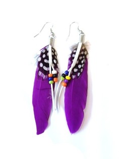 Boucles d'oreilles plume violettes (1 pc)