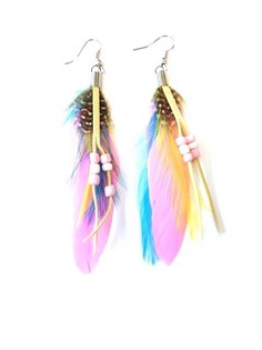 Boucles d'oreilles avec plume Rose (1 pc)