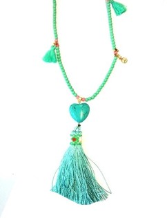 Colier Turquoise Style Ibiza avec C&oelig;ur (1 pc)