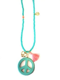 Collier Turquoise Style Ibiza avec Signe Peace (1 pc)
