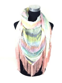 &Eacute;charpe Menthe/Rose &agrave; Franges - Style Ibiza (1 pc)