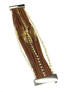 Bracelet Style Ibiza Marron/Dor&eacute; (1 pc)