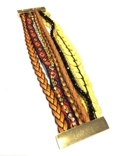 Bracelet Look Ibiza Marron avec Pi&egrave;ces (1 pc)