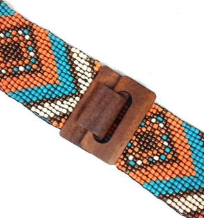 Ceinture Ibiza Fait Main Azt&egrave;que Bleu Menthe (1 pc)