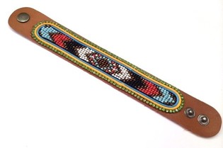 Bracelet en cuir Aztek strass vert (1 pc)