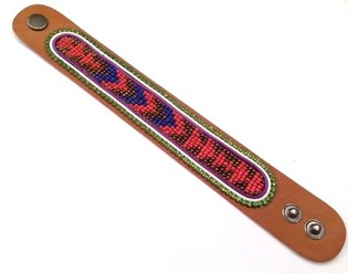 Bracelet en cuir azt&egrave;que strass bleu (1 pc)