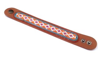 Bracelet en Cuir Azt&egrave;que Strass Rouge (1 pc)