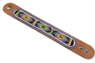 Bracelet en Cuir Azt&egrave;que Strass Bleu (1 pc)