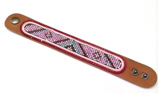 Bracelet en cuir azt&egrave;que strass rouge (1 pc)