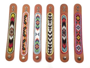 Bracelet en Cuir Azt&egrave;que avec Strass Pack Mixte (6 pcs)
