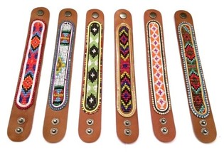 Bracelet en Cuir Azt&egrave;que avec Strass Lot Mixte (6 pcs)
