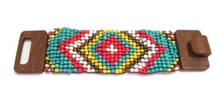 Bracelet Ibiza Azt&egrave;que Fermoir en Bois Jaune (1 pc)