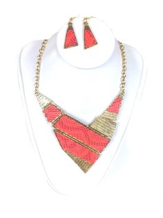 Parure collier et boucles d'oreilles Peach (1 pc)