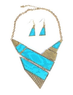 Collier et Boucles d'oreilles Turquoise (1 pce)