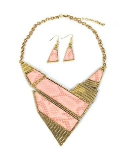 Collier et Boucles d'Oreilles Rose Style Ibiza (1 Set)