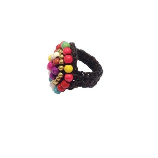 Bague style Ibiza avec pierres color&eacute;es (1 pc)