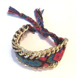Bracelet tress&eacute; rouge/bleu (1 pc.)