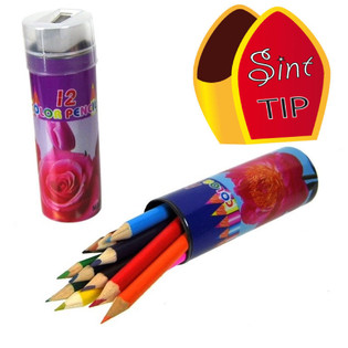 CRAYONS DE COULEUR EN TUBE AVEC TAILLE-CRAYON (24 pcs)