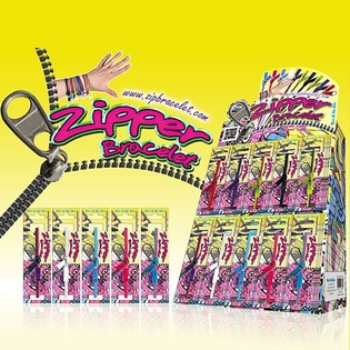 BRACELET FERMETURE ÉCLAIR SUR PRÉSENTOIR (96 pcs)