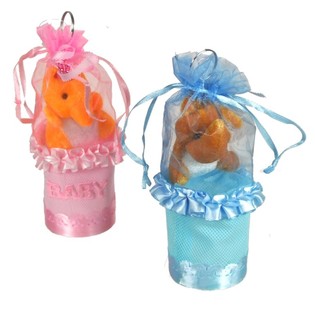 Emballage cadeau de naissance avec petite peluche (20 pcs)