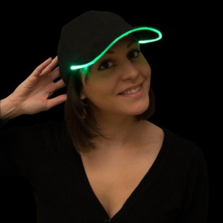 CASQUETTE LED LUMINEUSE &ndash; COULEUR : VERT (LOT DE 12)