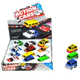 VOITURES À FRICTION EN MÉTAL DIE CAST EN PRÉSENTOIR (12 pcs.)