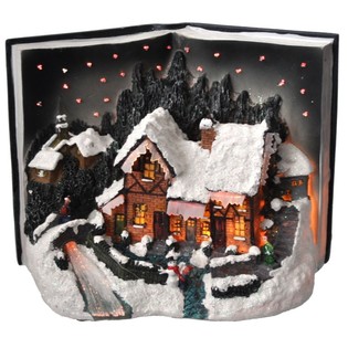 Village de Noël en Forme de Livre avec Éclairage Glow