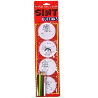 Badges de Saint-Nicolas à Colorier et Créer Soi-Même - Avec Crayons (12 pièces)