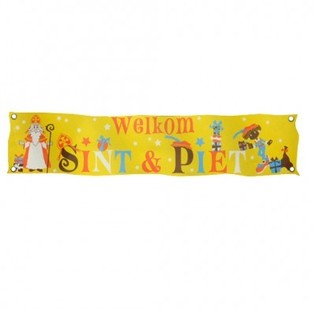 GRANDE BANNIÈRE DE BIENVENUE SAINT NICOLAS & PIET XXL 300 X 60 CM (7 pcs)