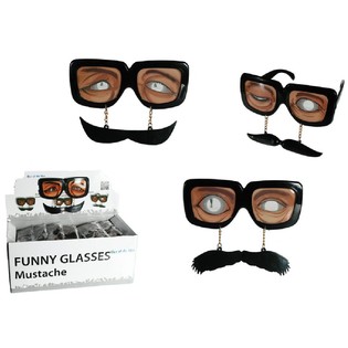 LUNETTES RIGOLOTES AVEC MOUSTACHE EN PRÉSENTOIR (36 pcs)