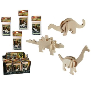 Puzzle 3D en bois dinosaure en pr&eacute;sentoir (72 pcs)