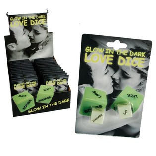 D&eacute;s &eacute;rotiques Glow in the Dark en pr&eacute;sentoir (24 pi&egrave;ces)