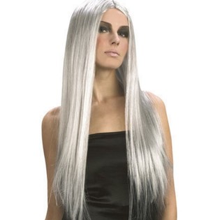 Perruque Longue Cheveux Gris (1 pce)