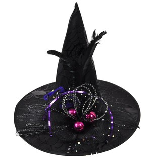CHAPEAU DE SORCI&Egrave;RE DE LUXE AVEC FRANGES ET PLUMES (6 pcs)