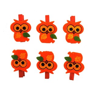 Mini pinces décoratives 6 pièces - Modèle : Hibou (24 lots)