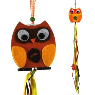 SUSPENSION D&Eacute;CORATIVE - MOD&Egrave;LE : HIBOU EN BOIS (8pcs.)