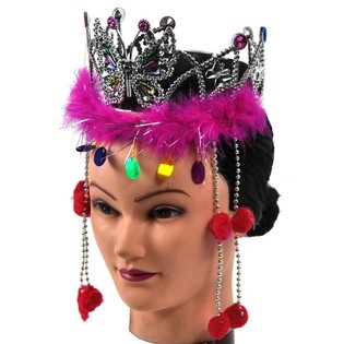 COURONNE ARGENT&Eacute;E AVEC BORD EN PELUCHE ET CORDONS (12 pcs)