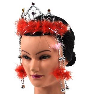 COURONNE ARGENTÉE AVEC BORD EN PELUCHE ET CORDONS (12 pcs)