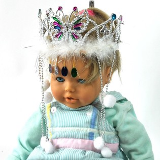 Couronne Argentée avec Bord en Peluche Blanche et Cordons (12 pcs)