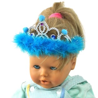 Petite couronne argent&eacute;e avec bord en peluche bleue (12 pcs)