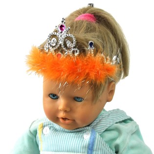 COURONNE ARGENTÉE AVEC BORDURE EN PELUCHE ORANGE (12 pièces)