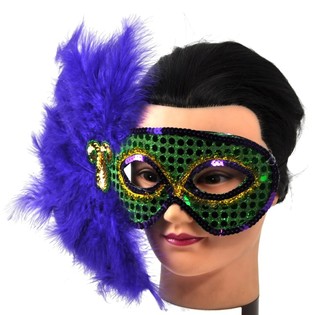 Masque Loup de Fête avec Plumes - Modèle 1 (Paquet de 10)