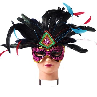 Masque Loup &agrave; Plumes - Mod&egrave;le 9 (12 pcs)