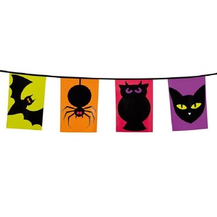 GUIRLANDE DE FANIONS ANIMAUX NOIRS - 6 M&Egrave;TRES (3 pcs.)