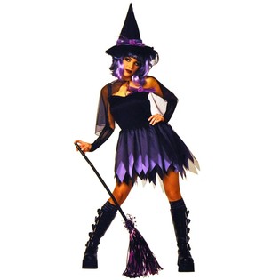 COSTUME DE SORCIÈRE NOIR/VIOLET POUR ENFANTS - TAILLE 164