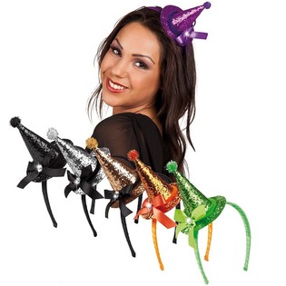 Serre-t&ecirc;te Chapeau de Sorci&egrave;re &agrave; Paillettes (6 pi&egrave;ces)
