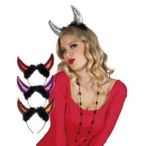 Serre-t&ecirc;te Cornes de Diable &agrave; Paillettes (6 pcs)